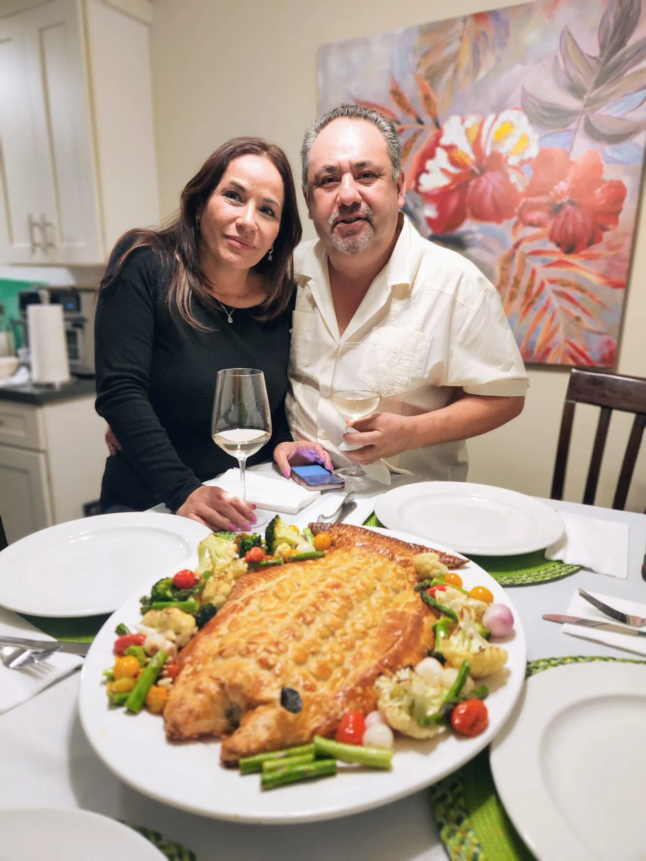 Chef Fitch and his partner with a beautiful salmon wellington